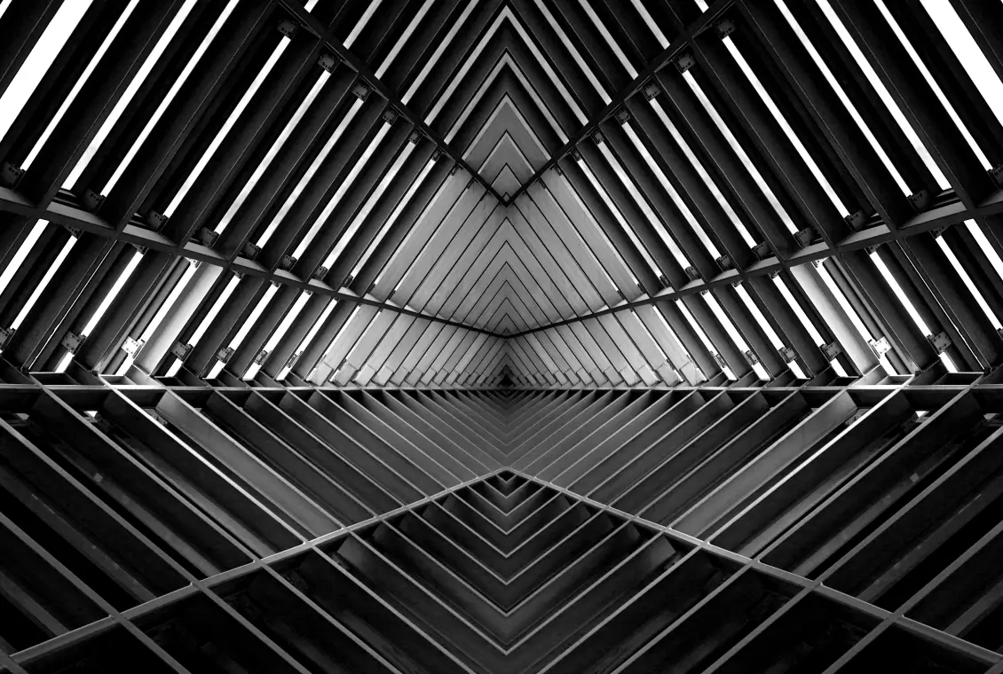 Symmetrical black and white geometric pattern.